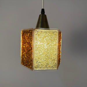 Hängelampe Hexagon braun weiß Acrylglas in Granitoptik von Roland Konst