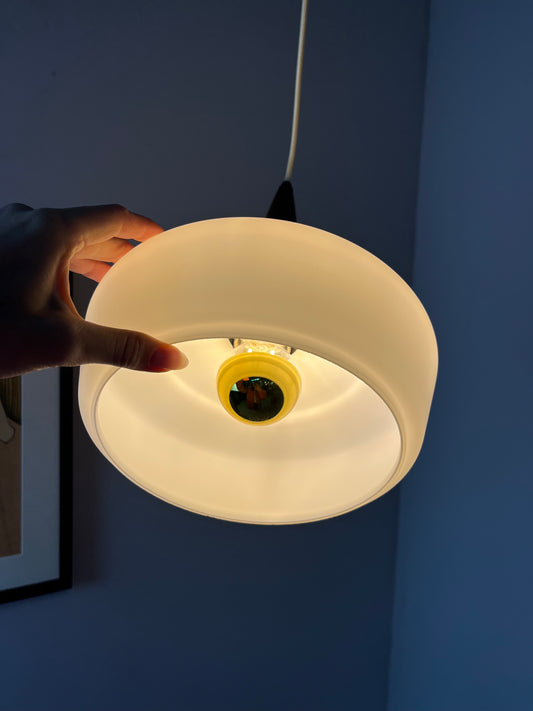 Hängelampe Opalglas Teak