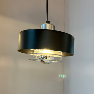 Hängelampe schwarz Chrom mit Gitter
