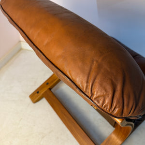 Sessel Kengu braun Echtleder von Elsa & Nordahl Solheim für Rybo Rykken