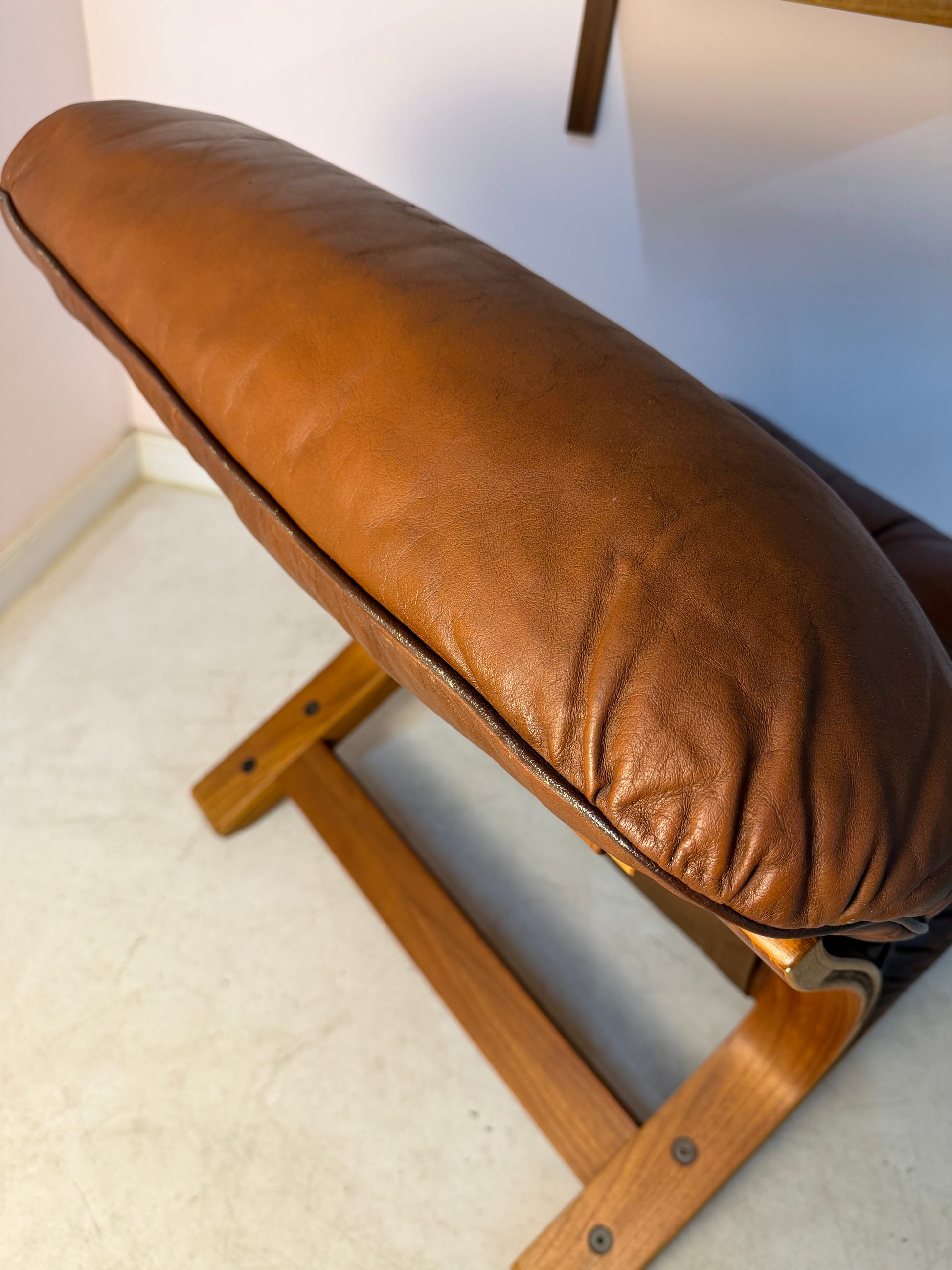 Sessel Kengu braun Echtleder von Elsa & Nordahl Solheim für Rybo Rykken