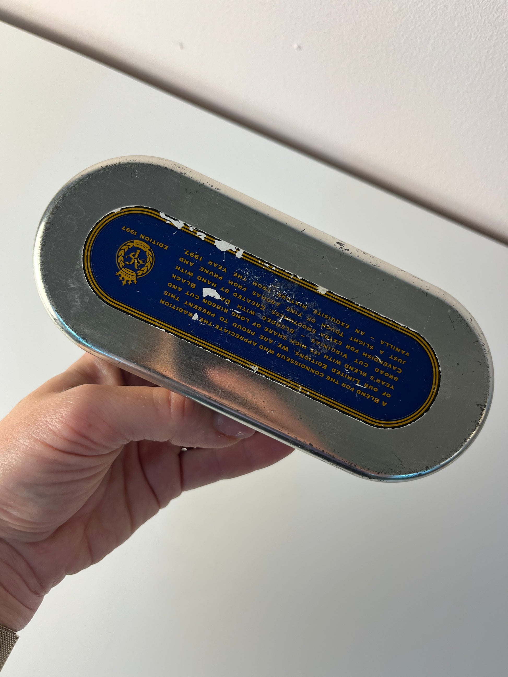 Tabak-Dose Edition 1997 schwarz blau Metall