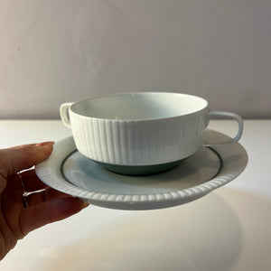 Set: 6x Suppentasse mit Untertasse Modulation Secunda grün von Tapio Wirkkala für Rosenthal