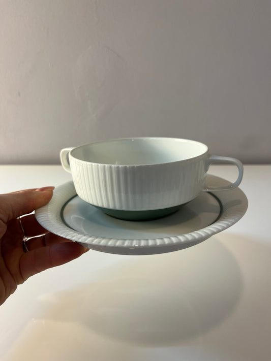 Set: 6x Suppentasse mit Untertasse Modulation Secunda grün von Tapio Wirkkala für Rosenthal