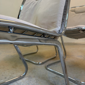 Set: 4x Freischwinger Chrom mit Sitzpolster creme von Gastone Rinaldi für Rima
