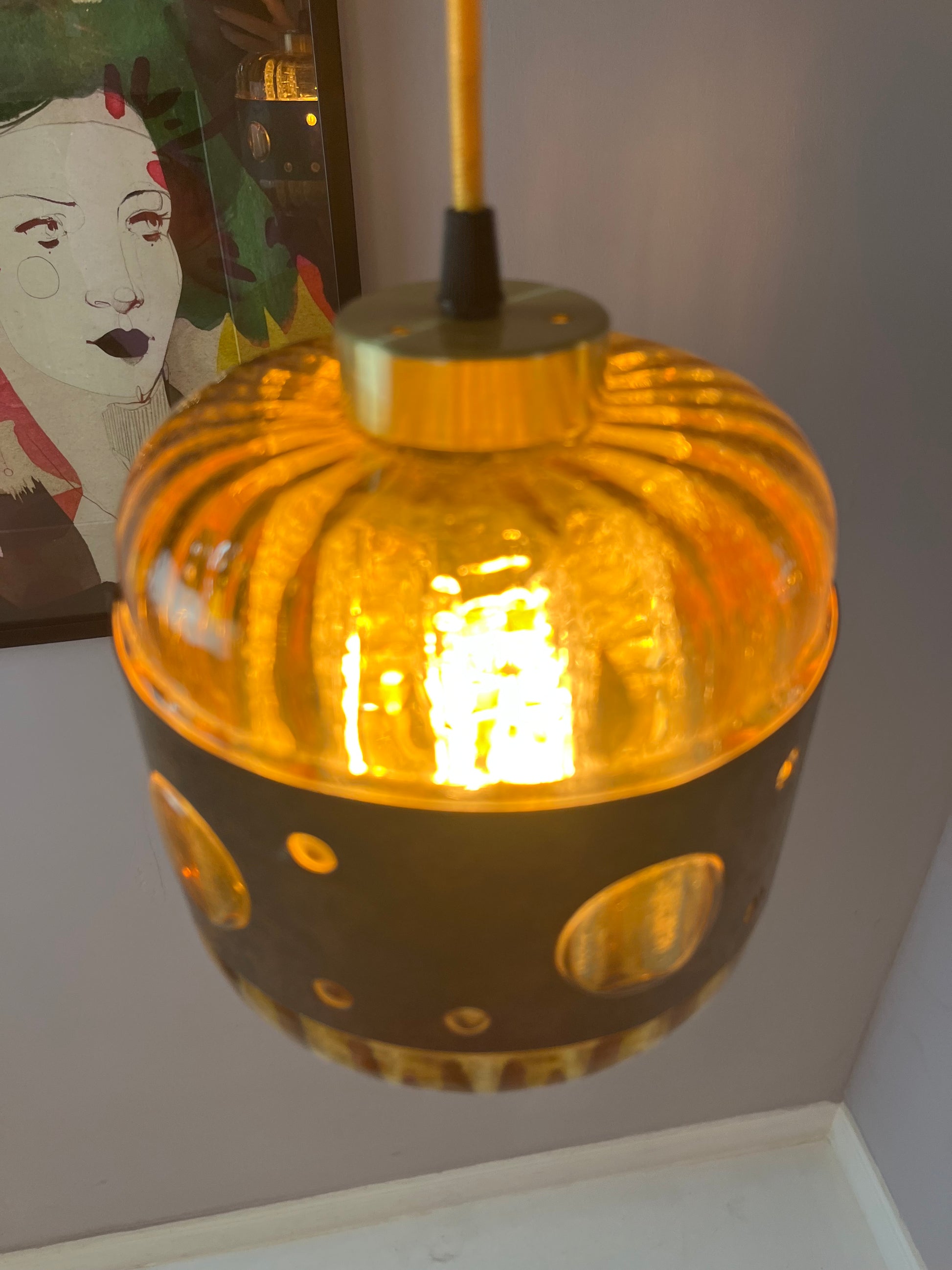Hängelampe Kupfer Glas von Nanny Still für Raak
