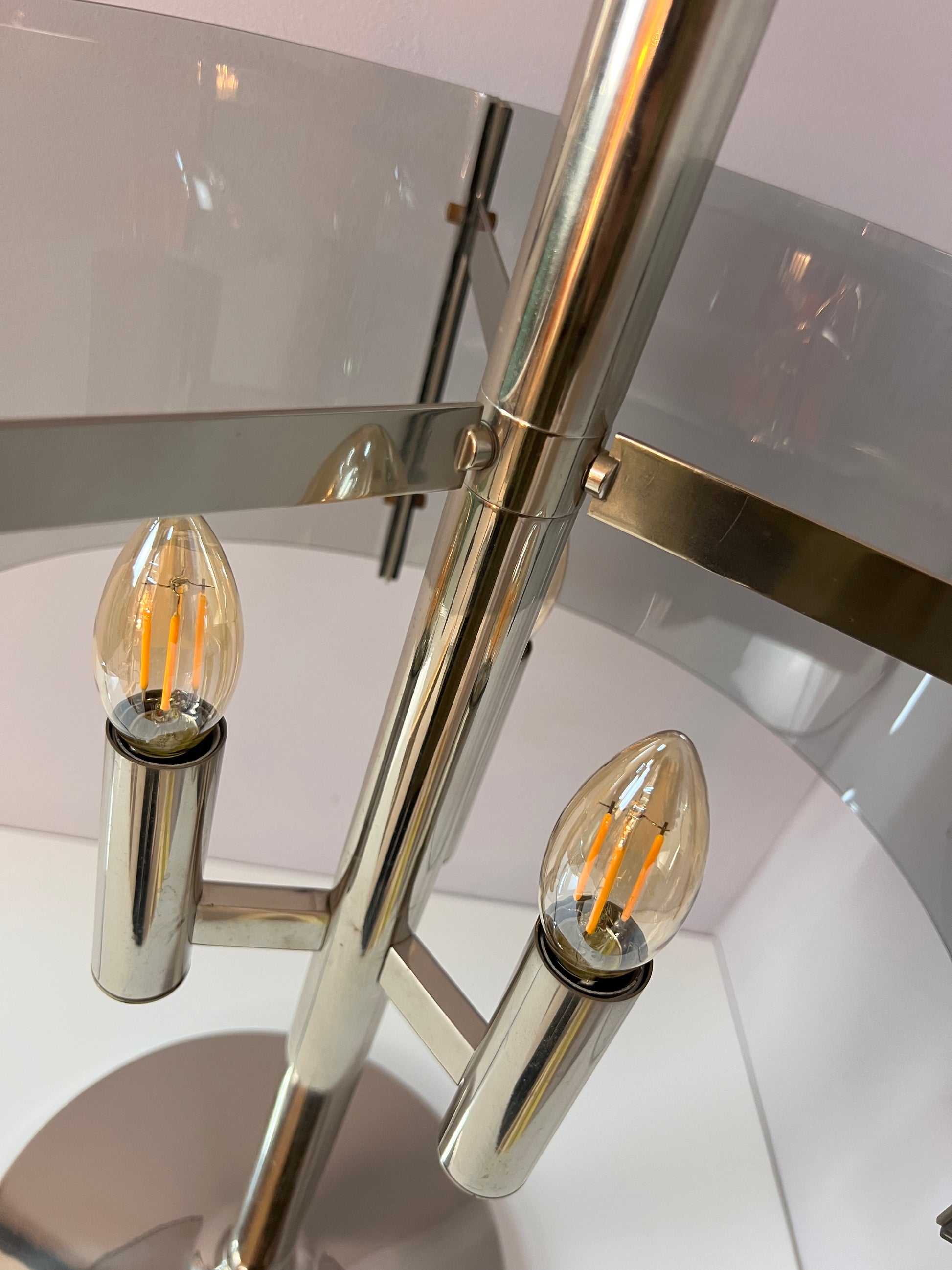 Tischlampe Chrom & Rauchacryl