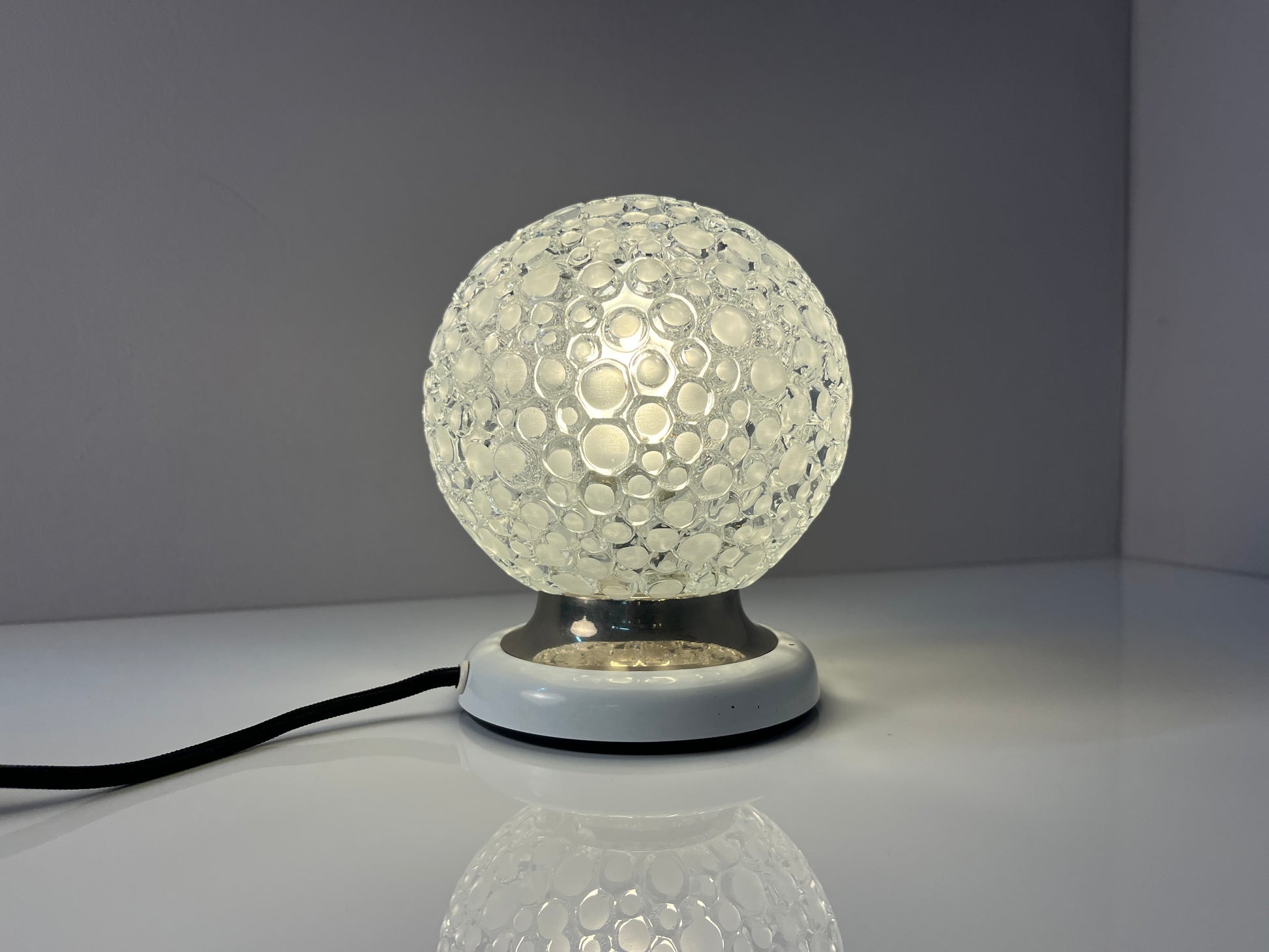 Kugel-Tischlampe weiß Strukturglas
