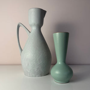 Set: Vase und Karaffe mintgrün weiß Keramik aus Westdeutschland