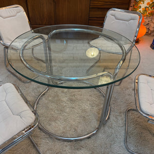 Runder Esstisch Chrom & Glas aus Italien