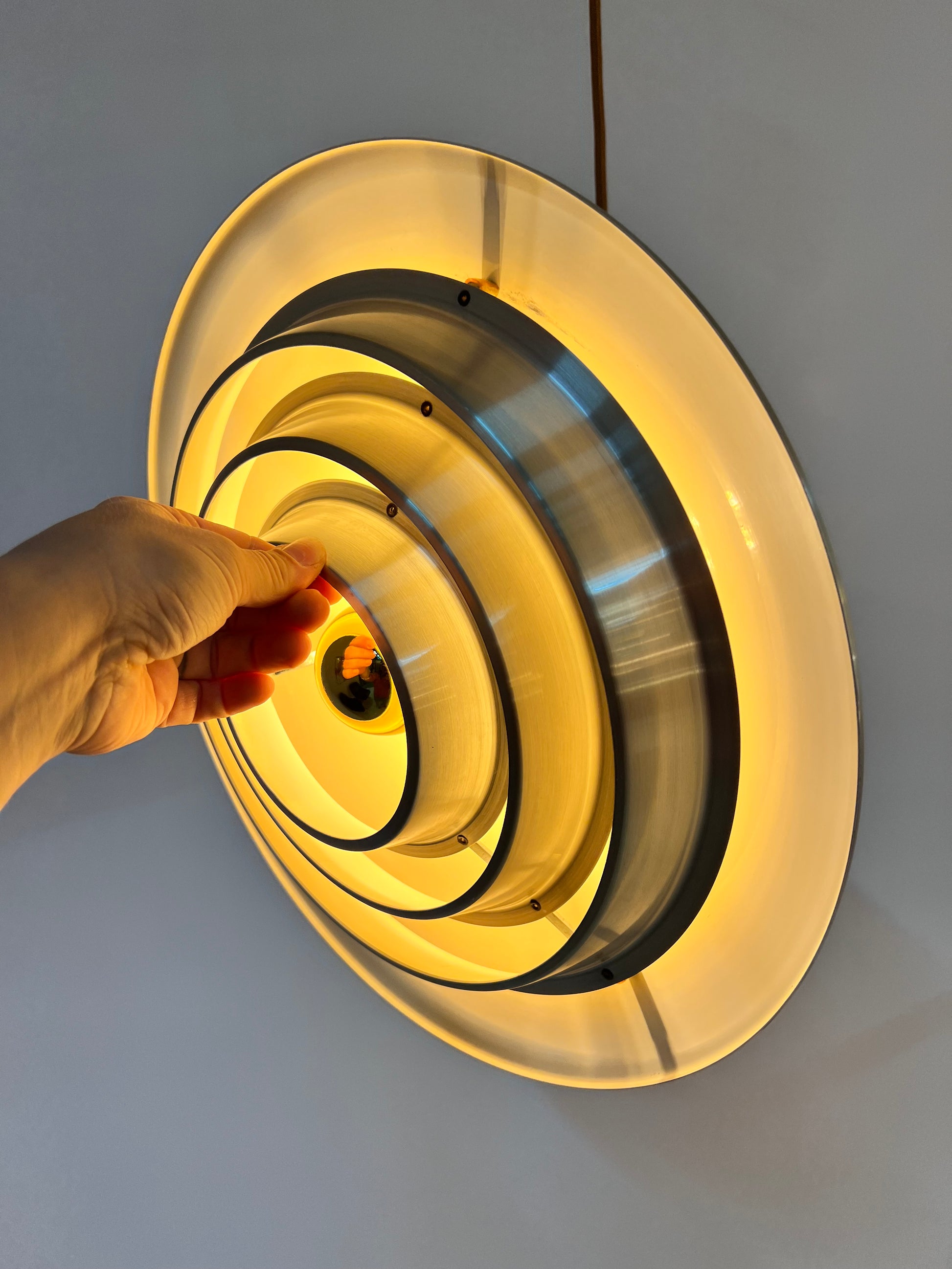 Lamellenlampe silber von Erik Jensen für Teknika