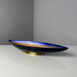 Längliche Schale blau apricot Emaille