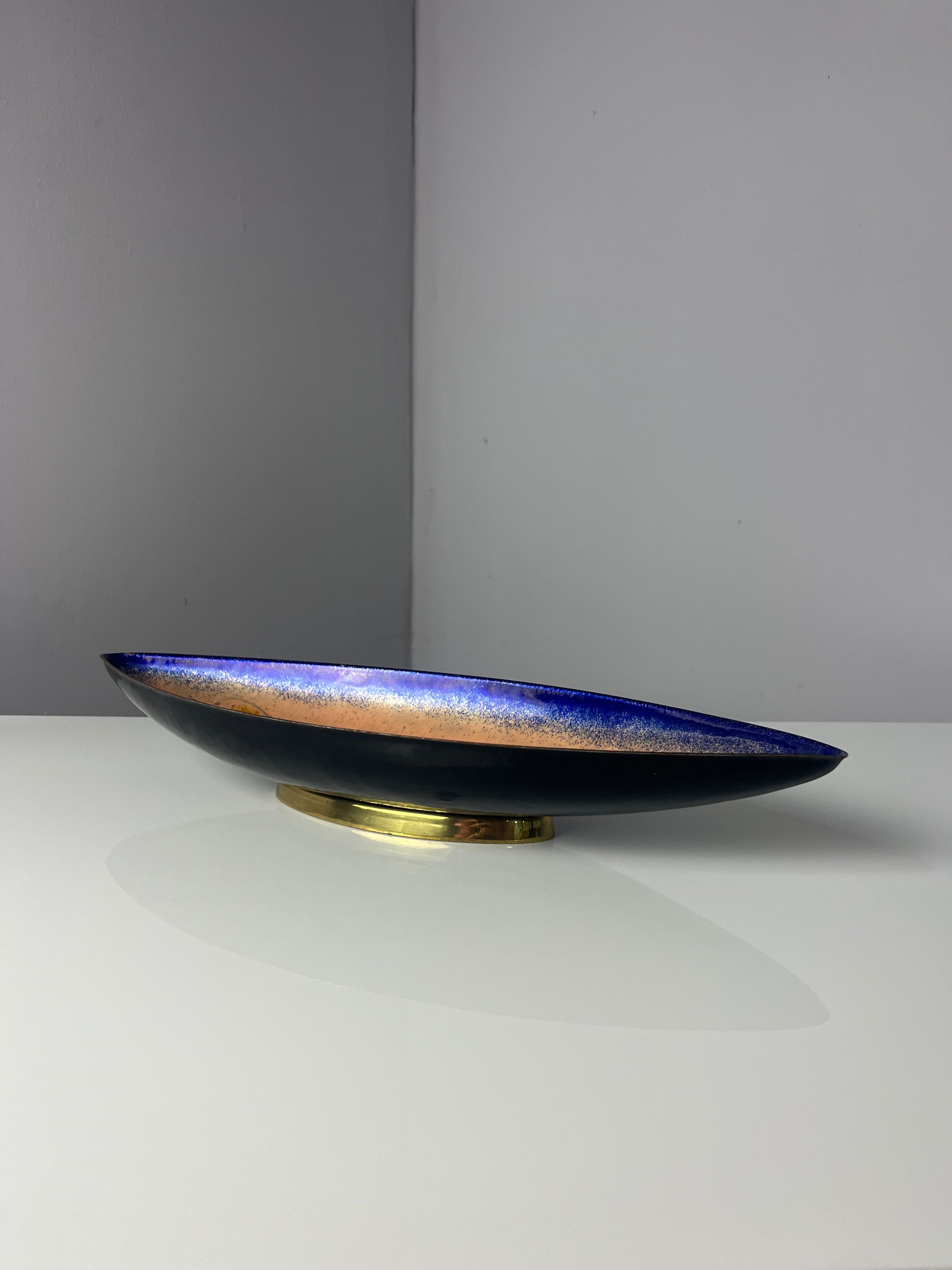 Längliche Schale blau apricot Emaille