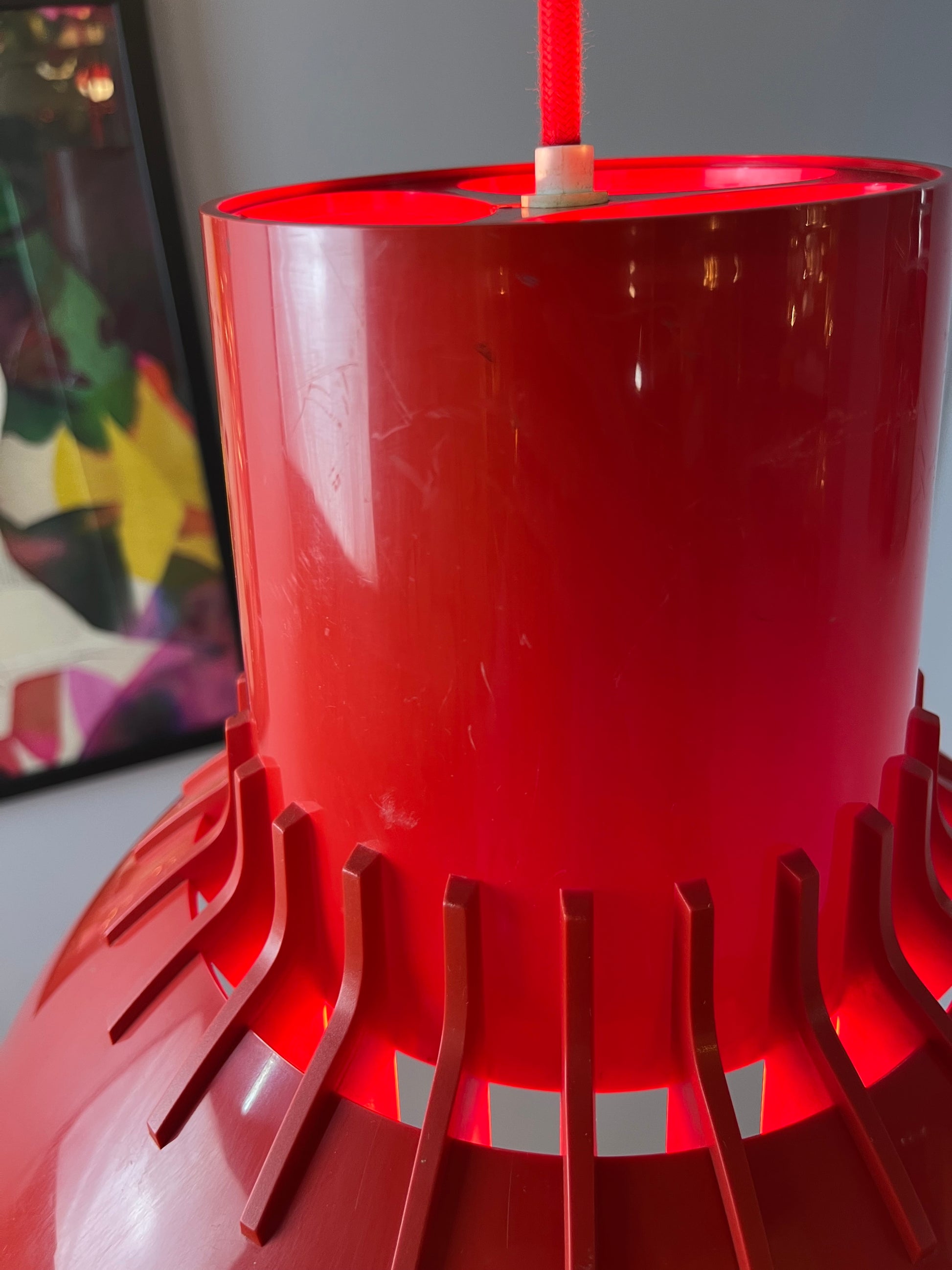 Hängelampe Solar rot Kunststoff von Svend Middelboe für Nordisk