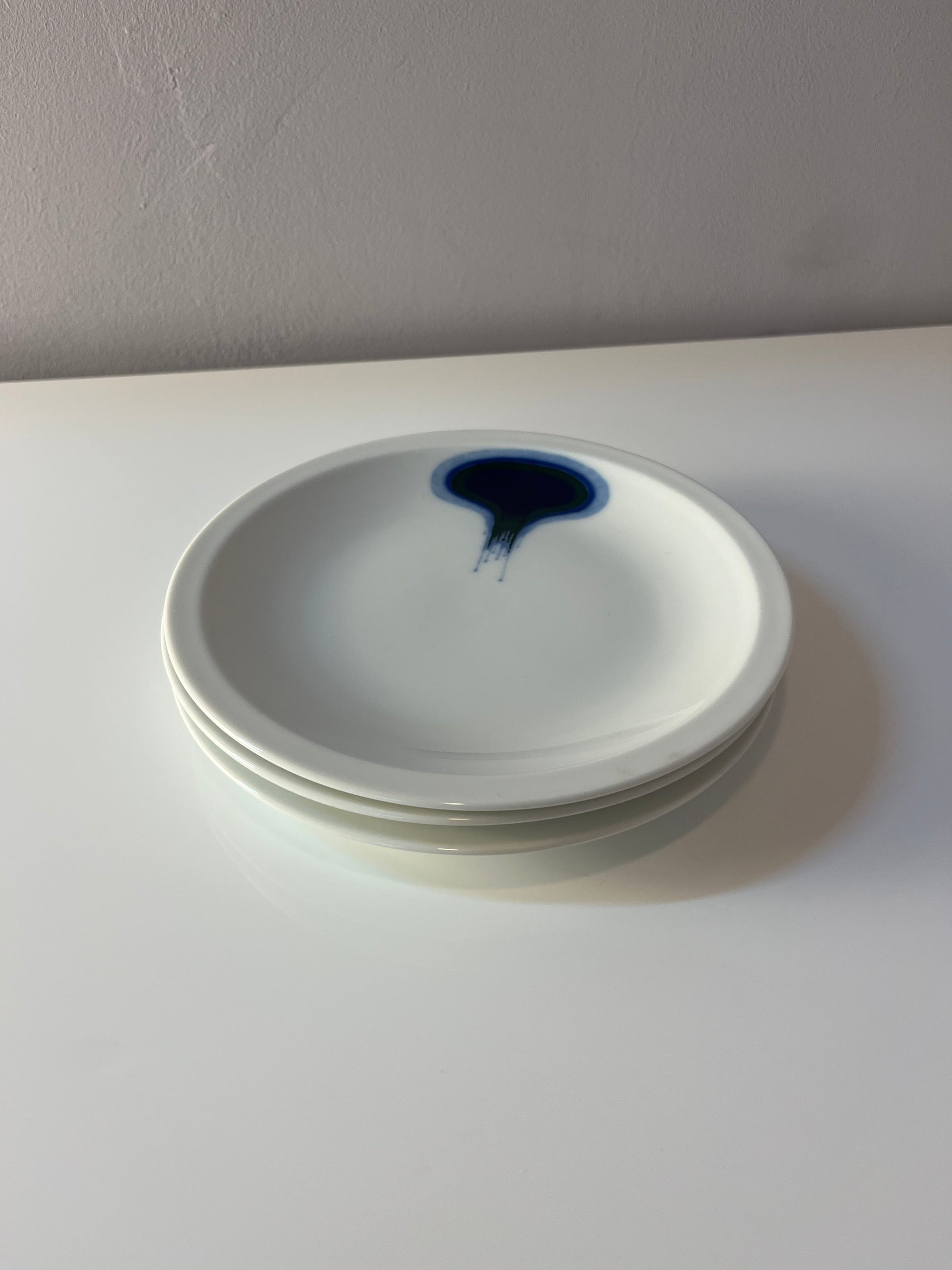 Set: 3x Kuchenteller Form F Pop Art blau weiß von Fürstenberg