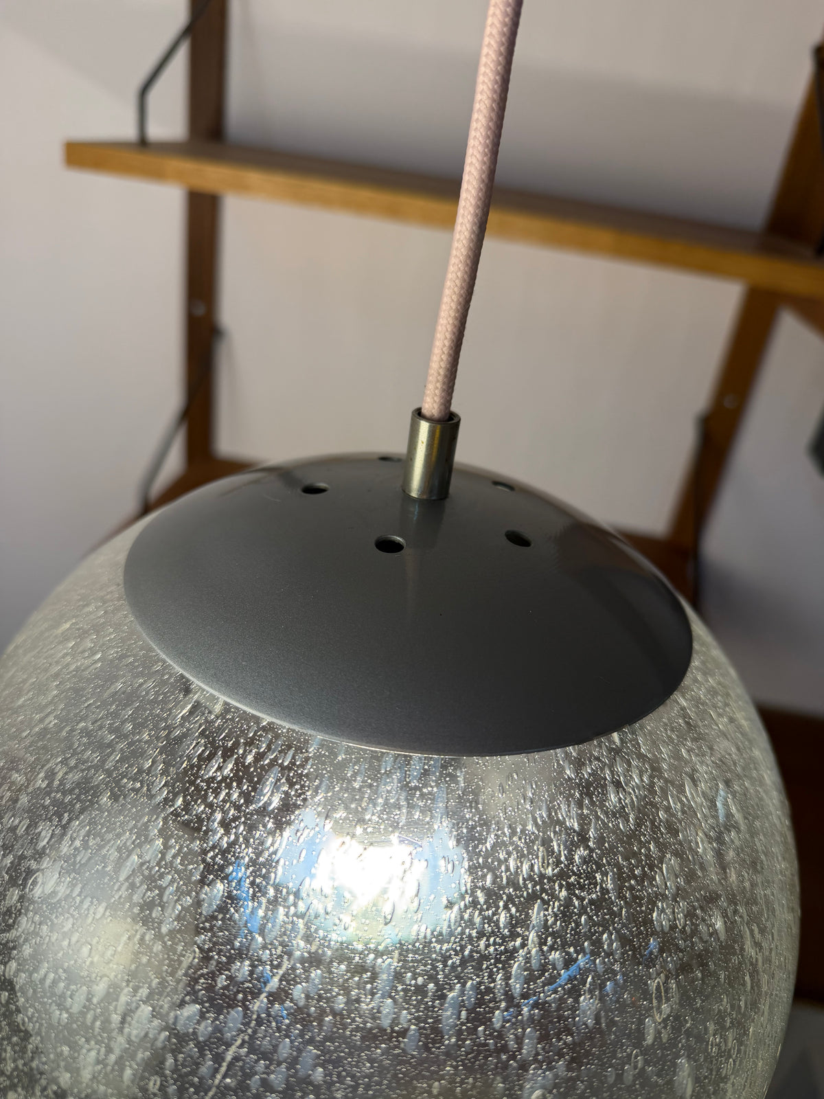 Mittlere Kugellampe Strukturglas Metall