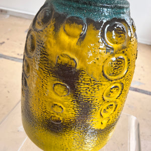 Bodenvase Fat Lava gelb von Carstens Keramik West Germany