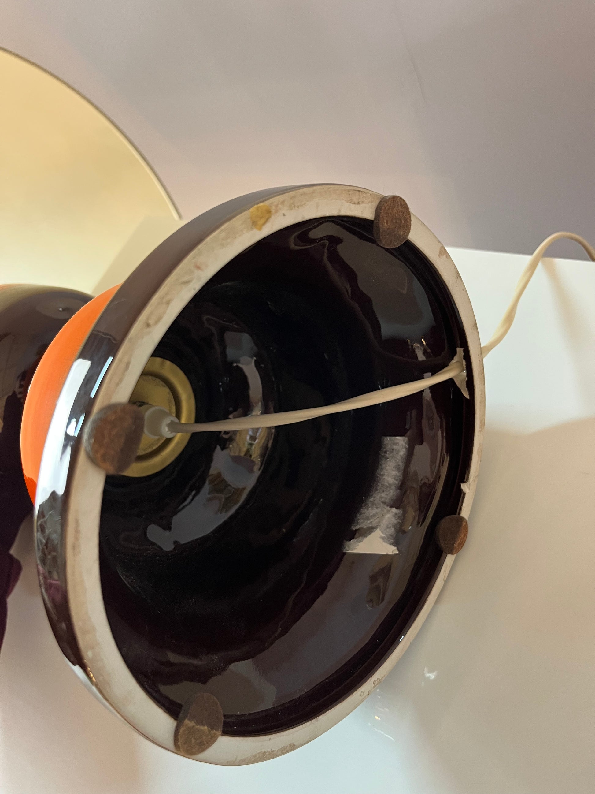 Tischlampe orange braun Keramik aus Westdeutschland