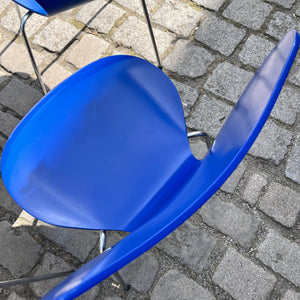 Set: 4x Stuhl Serie 7 Königsblau lackiert von Arne Jacobsen für Fritz Hansen