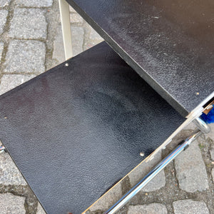 Hocker königsblau Chrom mit Tritt