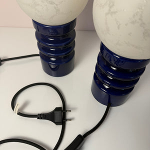 Tischlampe blau Keramik Glas von Cari Zalloni für Dümler & Breiden