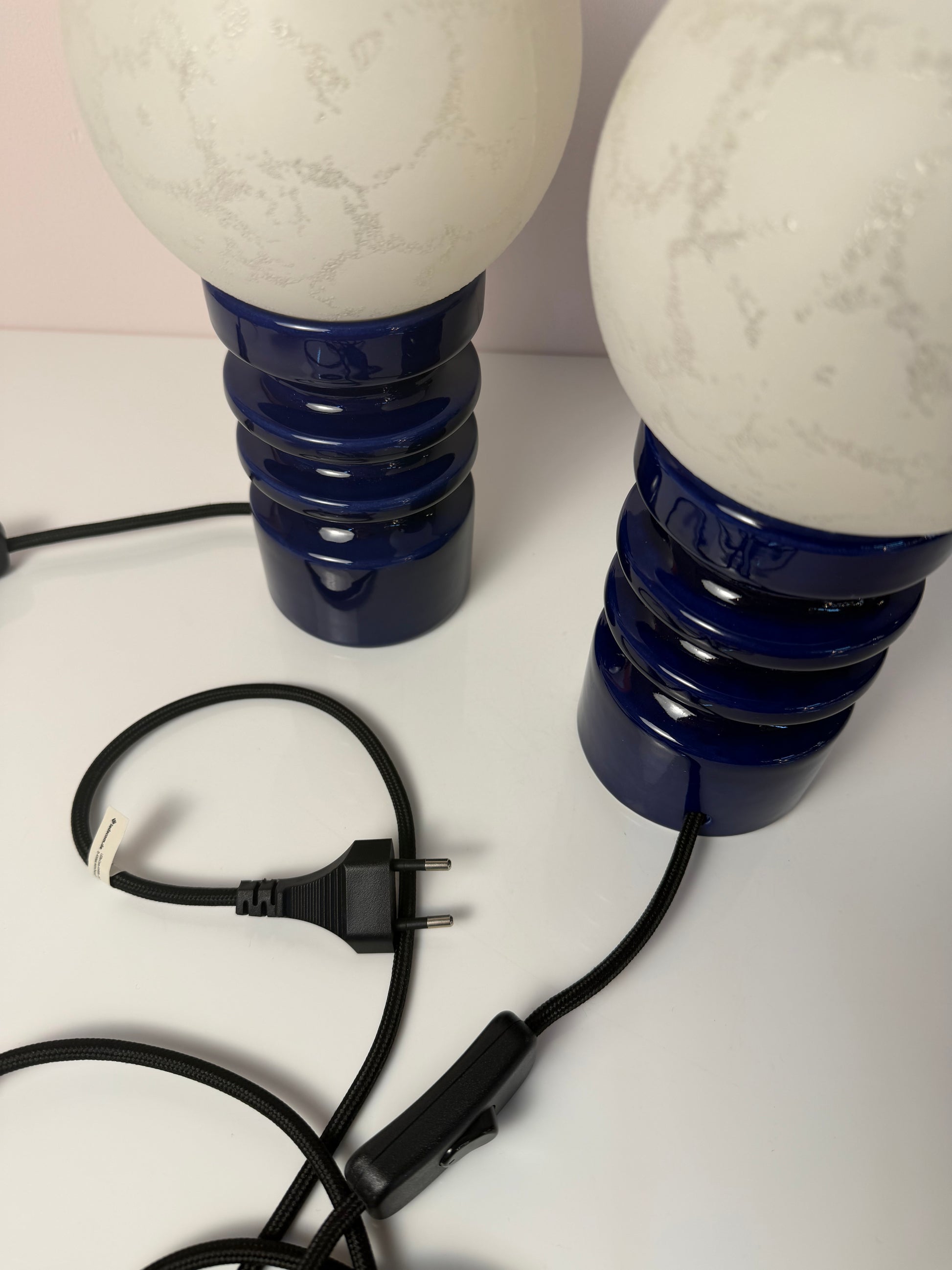 Tischlampe blau Keramik Glas von Cari Zalloni für Dümler & Breiden