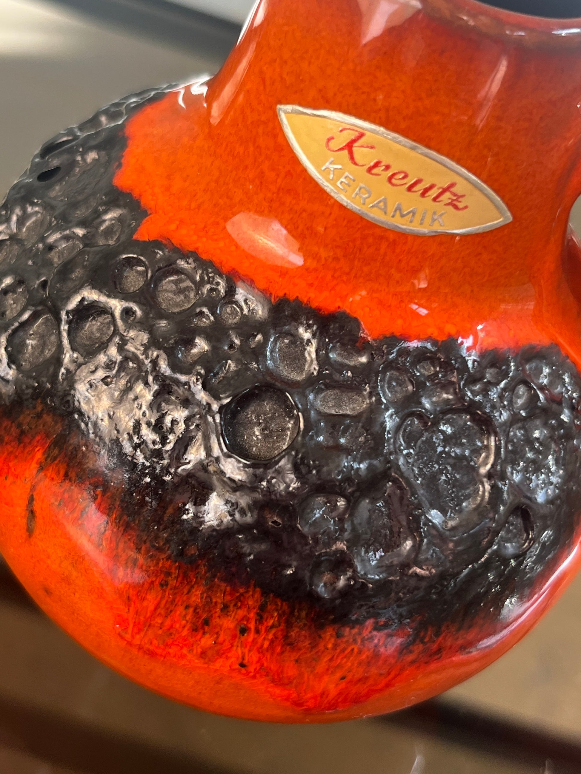 Set: 2x Vase Fat Lava orange schwarz von Kreutz Keramik