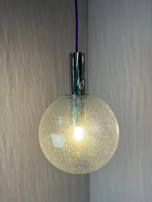 Hängelampe Größe M Einschlussglas Chrom von Doria