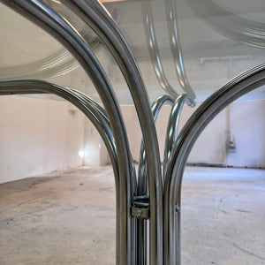 Runder Esstisch ∅ 110 cm Glas & Chrom von Gastone Rinaldi