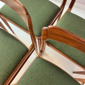 Set: 4x Polsterstuhl grün Teak