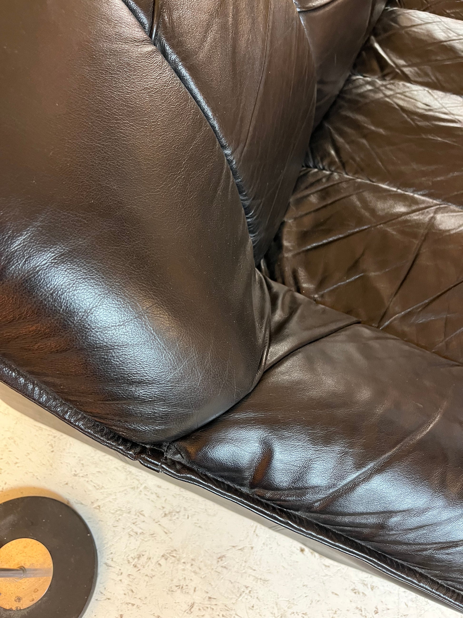3-Sitzer Sofa schwarz Echtleder