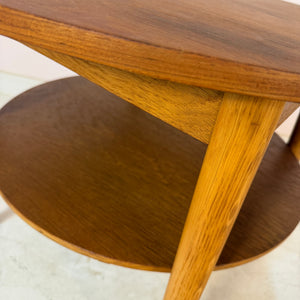 Runder Couchtisch Eiche & Teak aus Dänemark