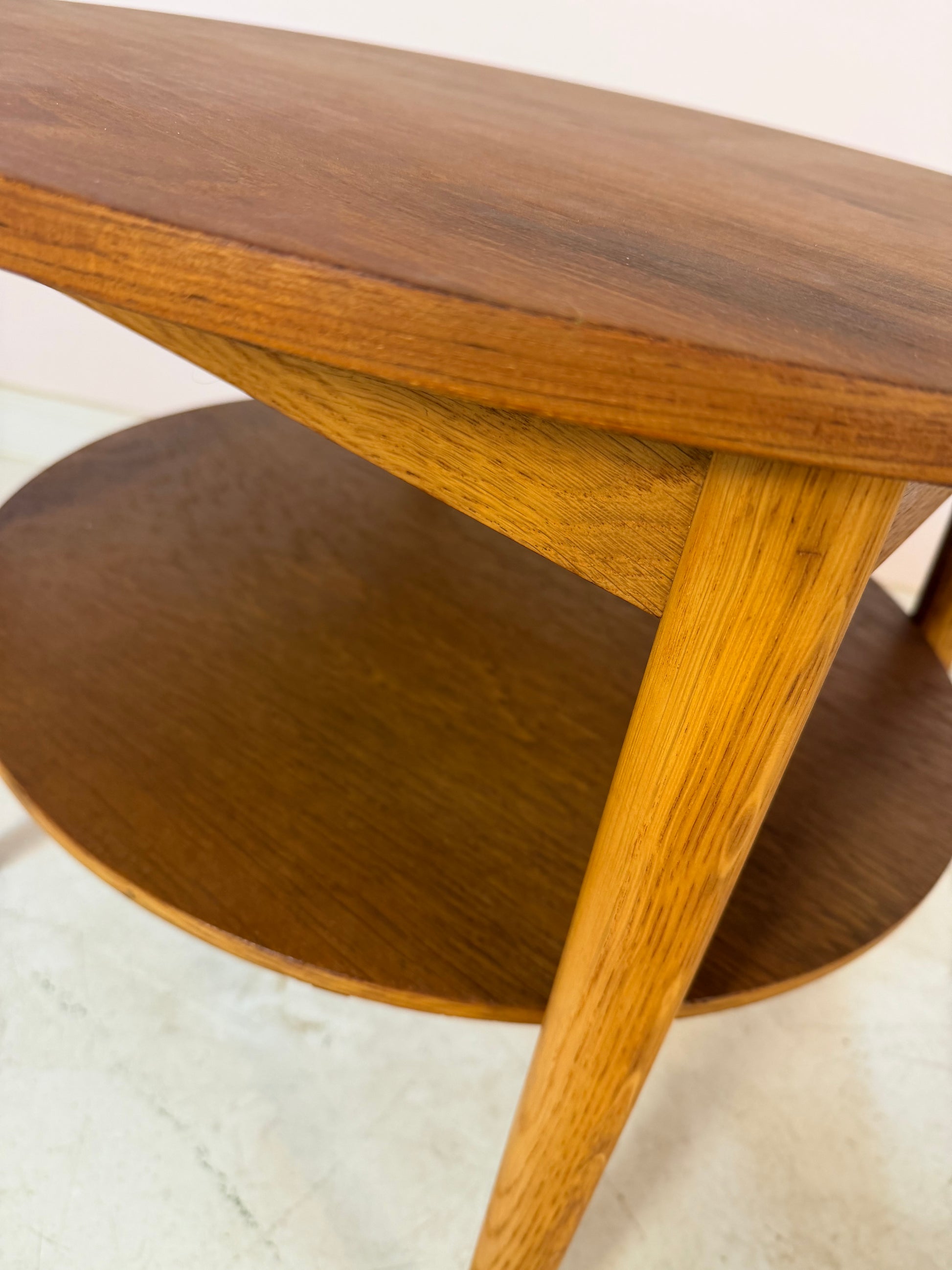 Runder Couchtisch Eiche & Teak aus Dänemark