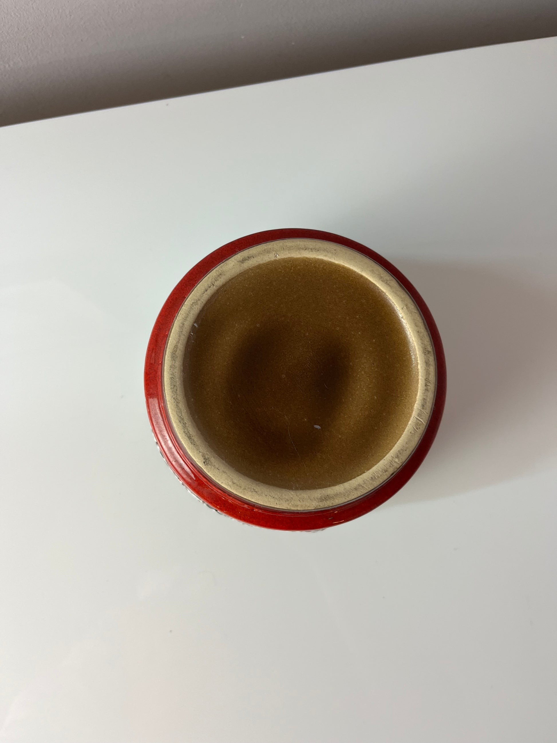 Blumentopf Fat Lava rot weiß von Jopeko Keramik