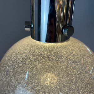 Hängelampe Chrom Eisglas von Herbert Proft für Glashütte Limburg