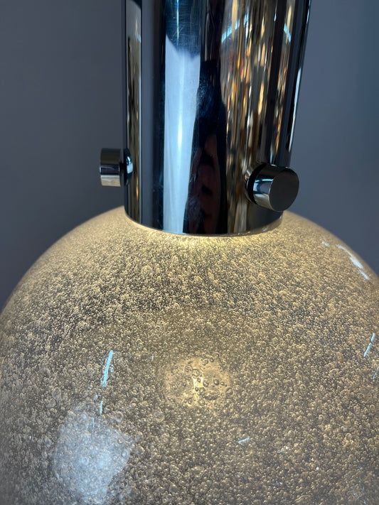 Hängelampe Chrom Eisglas von Herbert Proft für Glashütte Limburg