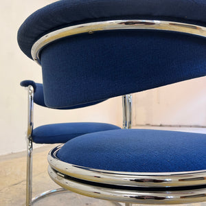 Freischwinger blau Chrom neu gepolstert