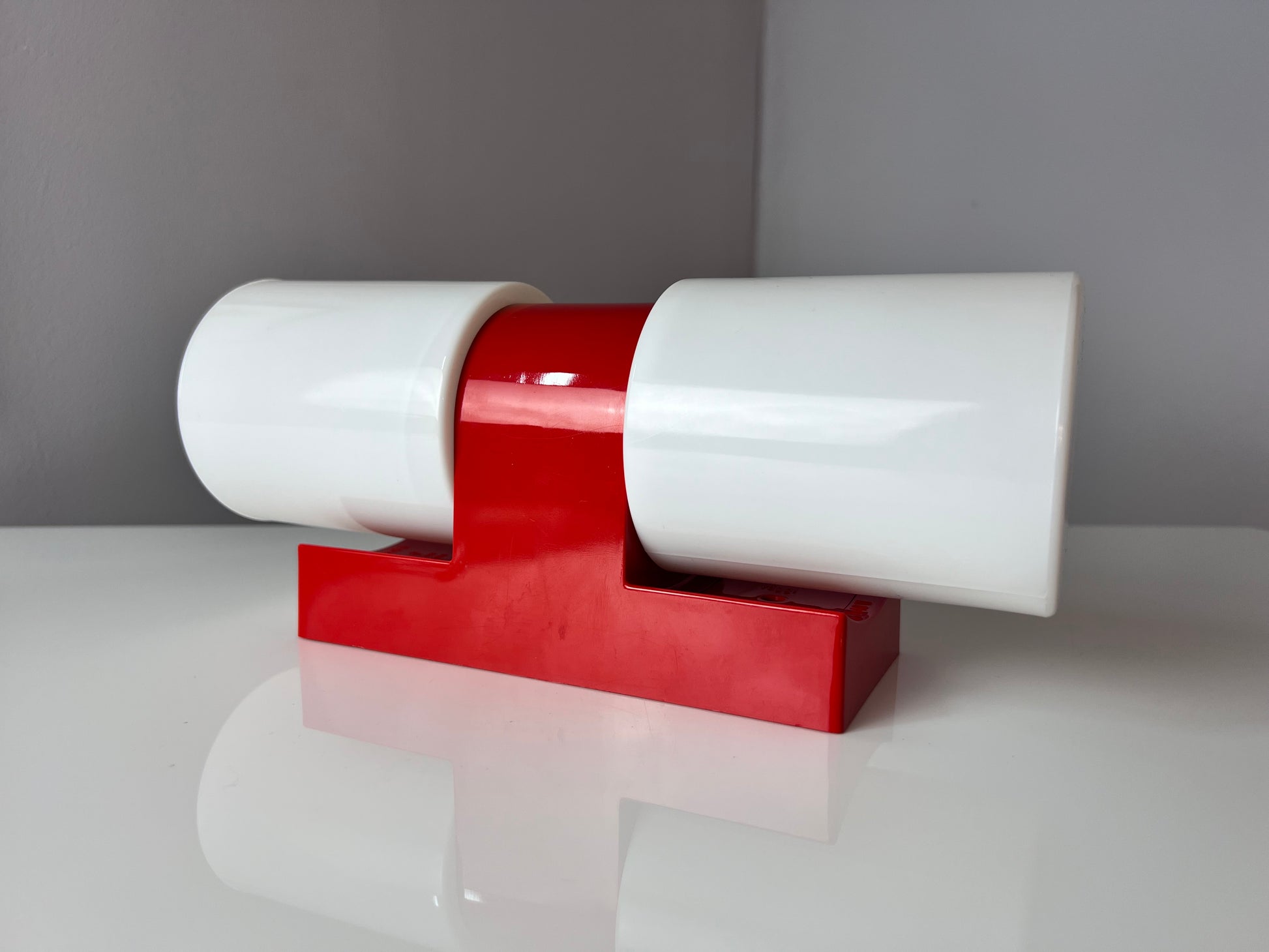 Badlampe rot Kunststoff & Opalglas