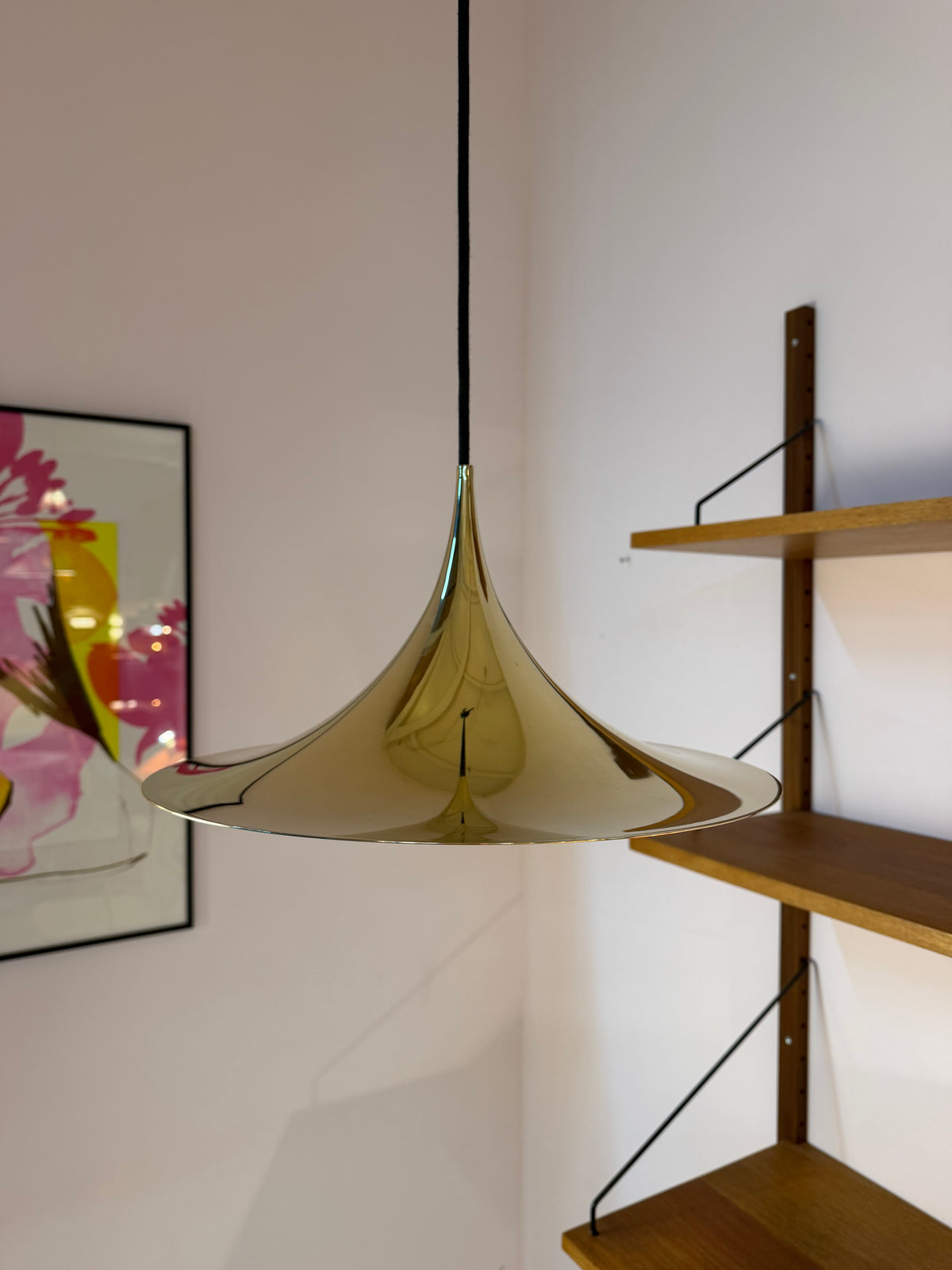 Trompetenlampe gold spiegelnd von Claus Bonderup & Torsten Thorup für Fog & Mørup