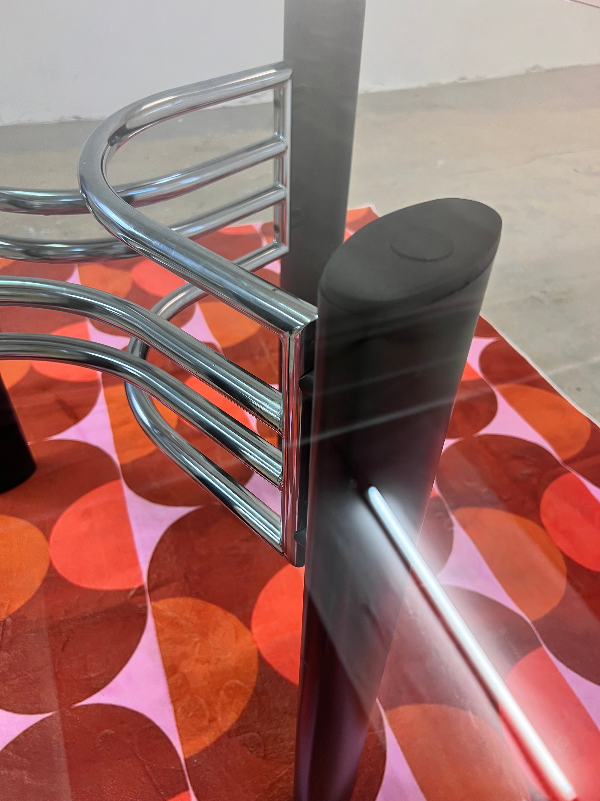 Runder Esstisch Glas & Chrom aus Italien