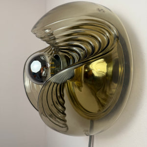 Kleine Wandlampe Futura Rauchglas Messing von Koch & Lowy für Peill & Putzler
