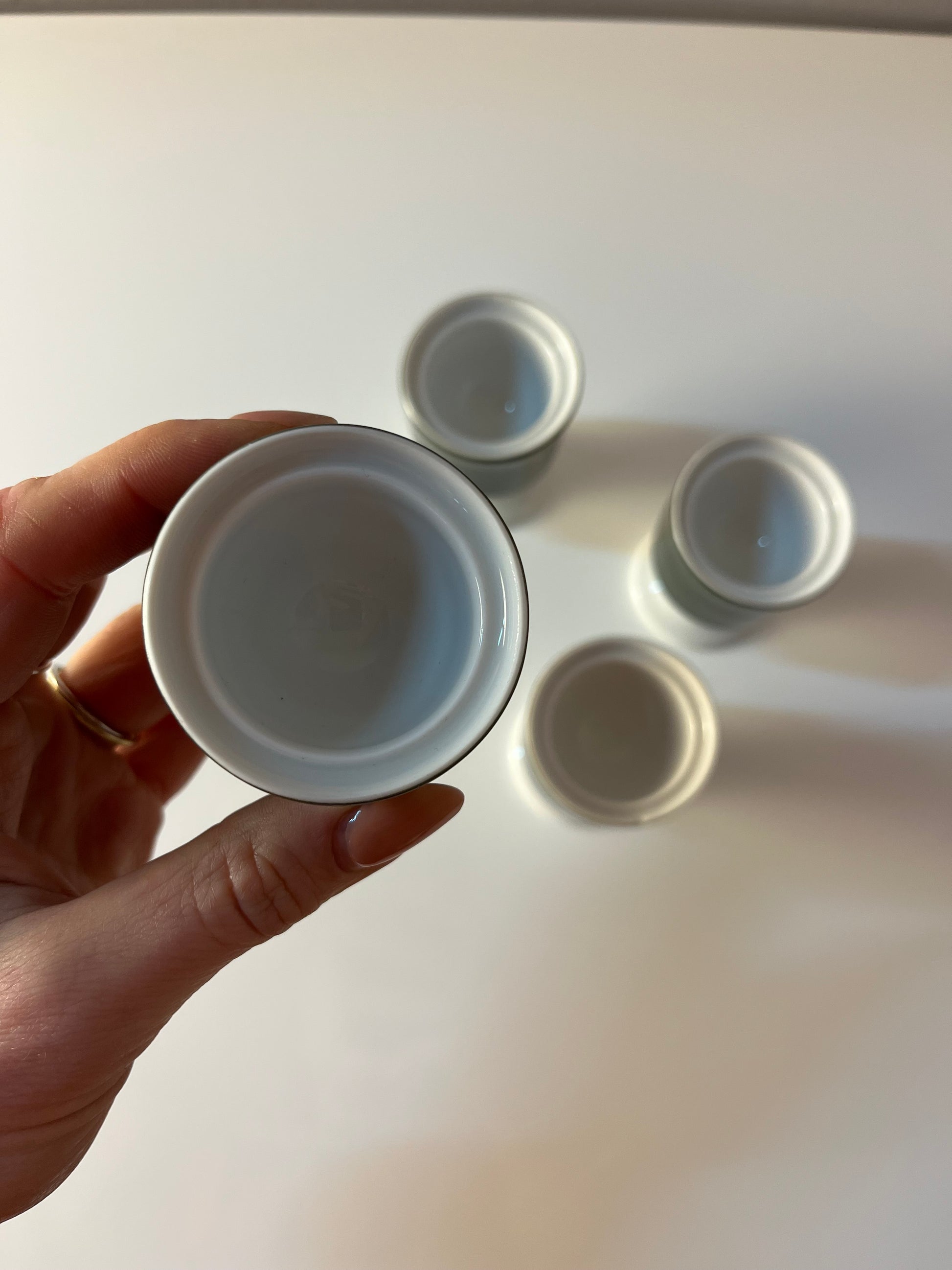 Set: 4x Eierbecher Modulation Secunda grün von Tapio Wirkkala für Rosenthal