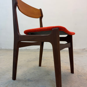 Polsterstuhl Teak orange neu gepolstert von Erik Buch