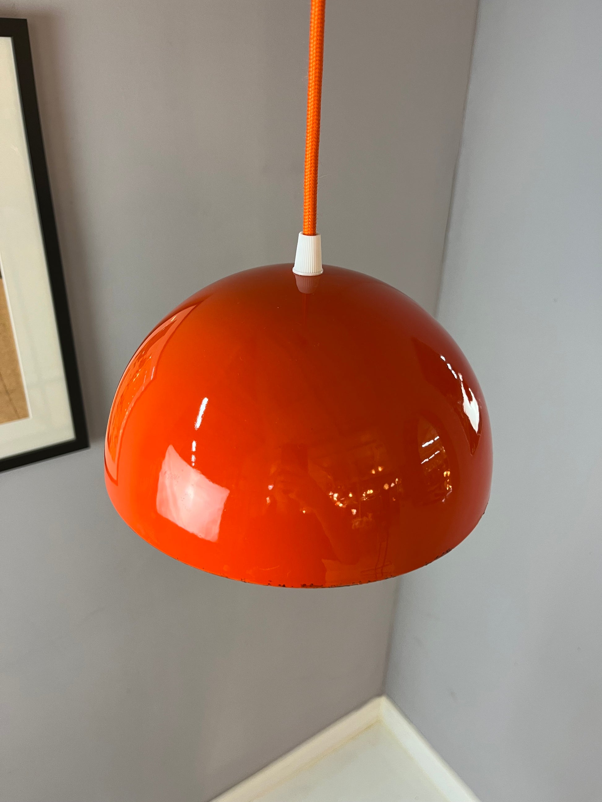 Hängelampe Flowerpot VP1 orange Emaille von Verner Panton für Louis Poulsen