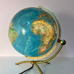 Duo Erdglobus Messing Glas von Paul Oestergaard für Columbus Verlag, 1950er