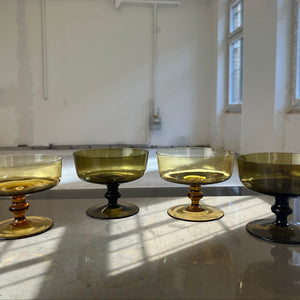 Set: 4x Champagner Schale braun Glas