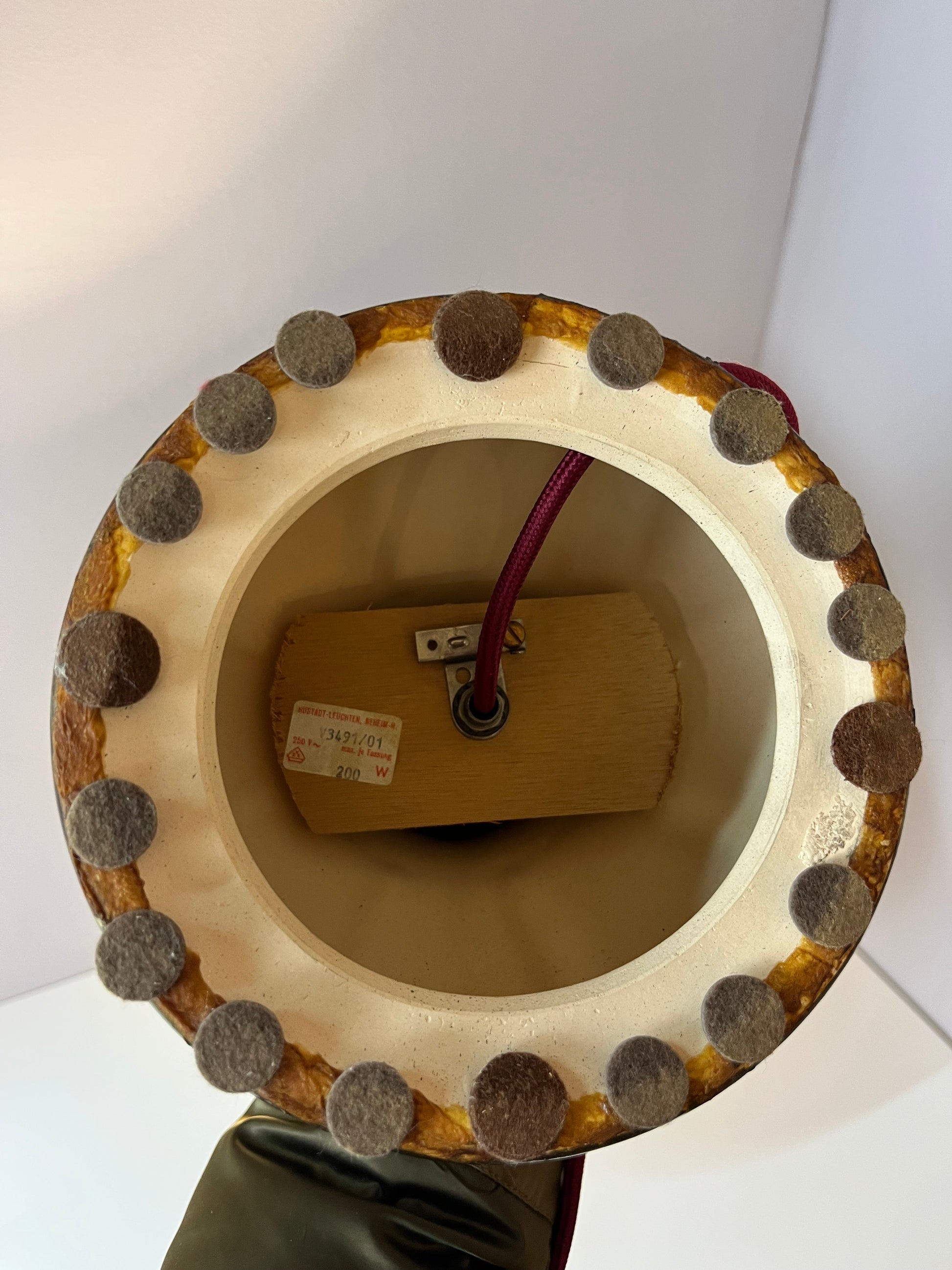 Tischlampe weiß braun Keramik von Hustadt Leuchten