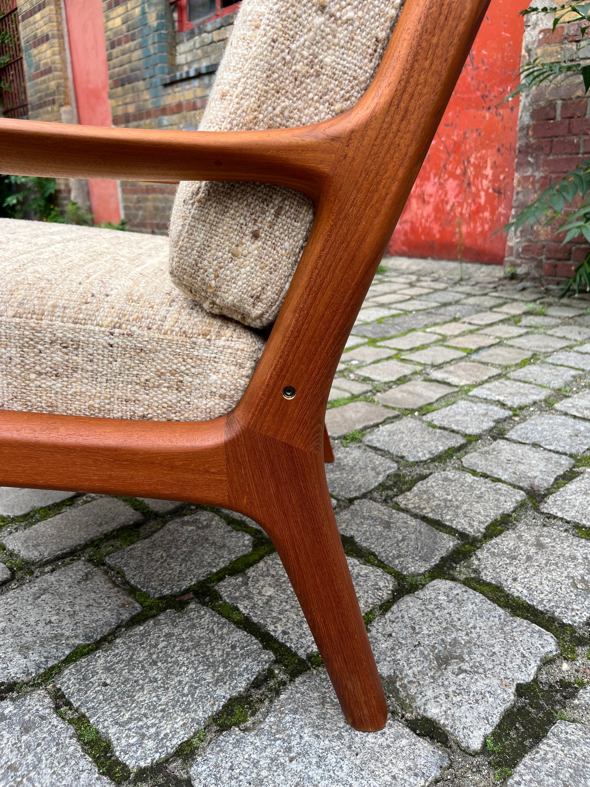 Sessel Senator beige Wolle Teak von Ole Wanscher für Cado