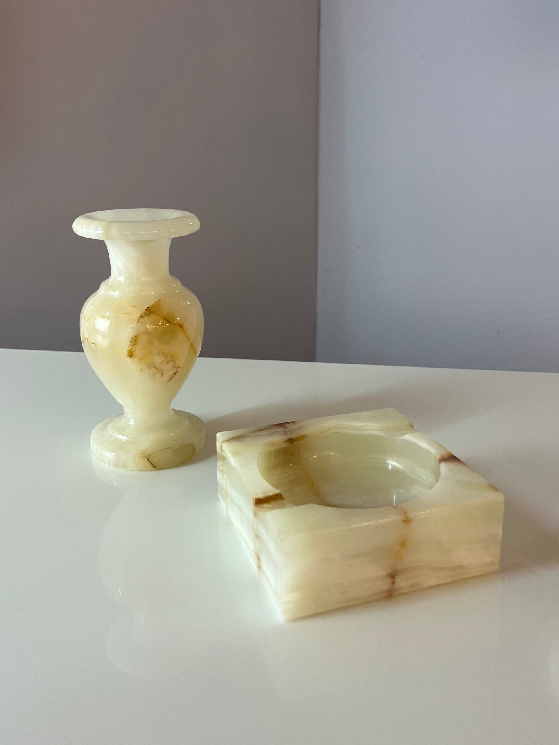 Set: Aschenbecher & Vase Onyx