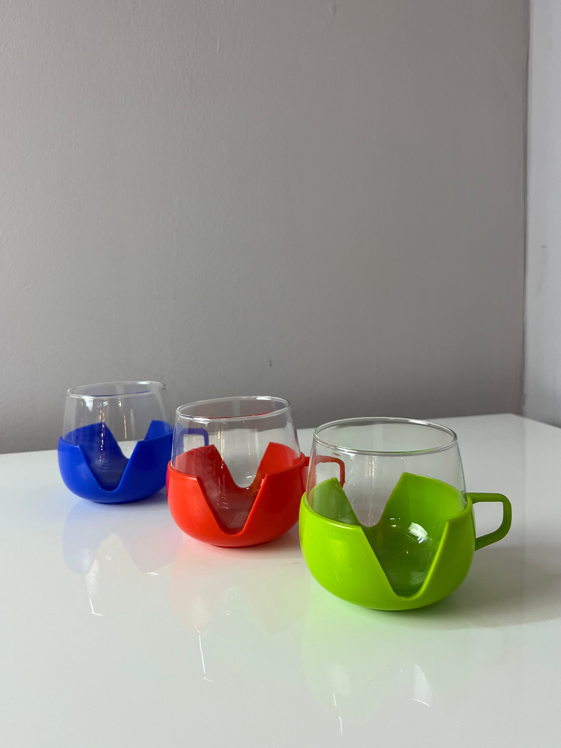 Set: 3x Glasbecher rot grün blau Made in Holland